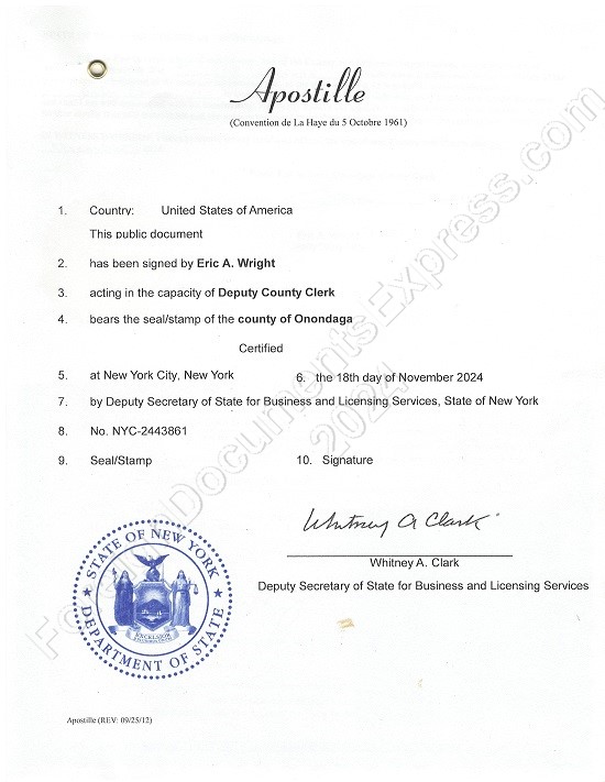 New York apostille